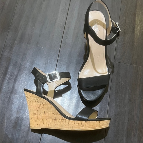 Charles By Charles David Shoes - Charles by Charles David Cork Heel Wedge Women's Size 7 Black Strappy Sandal
